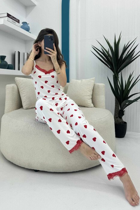 TANK TOP+TROUSERS STRIPED WOMEN PYJAMAS WHITE-E BARDHE - KLAUDIO FASHION