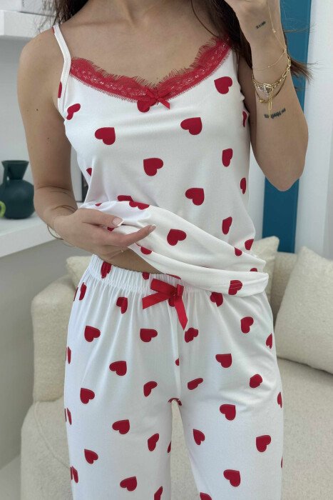 TANK TOP+TROUSERS STRIPED WOMEN PYJAMAS WHITE-E BARDHE - 3