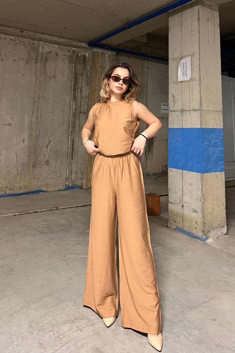 TANK TOP+TROUSERS WOMEN SET DARK BEIGE/BEZHE ERRET - 1