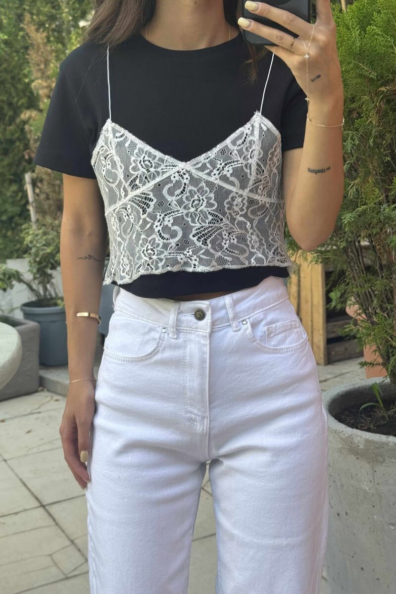 TANTELLA DESIGN CROPPED WOMEN T-SHIRT BLACK/ E ZEZE - 4