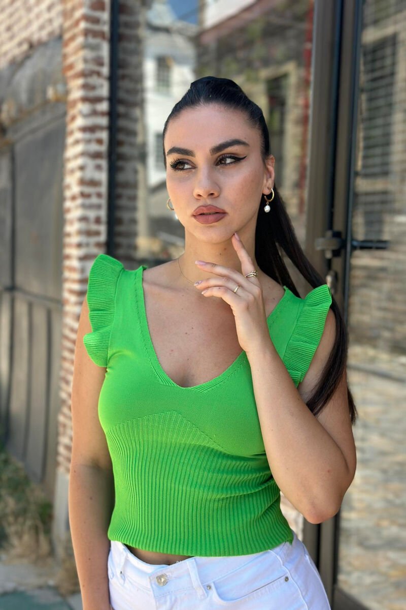 TASSEL WOMEN TANK TOPS GREEN/JESHILE - 1