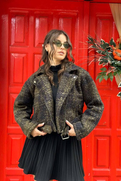 TEDDY BEAR SHORT WOMAN JACKET GREEN/JESHILE - KLAUDIO FASHION