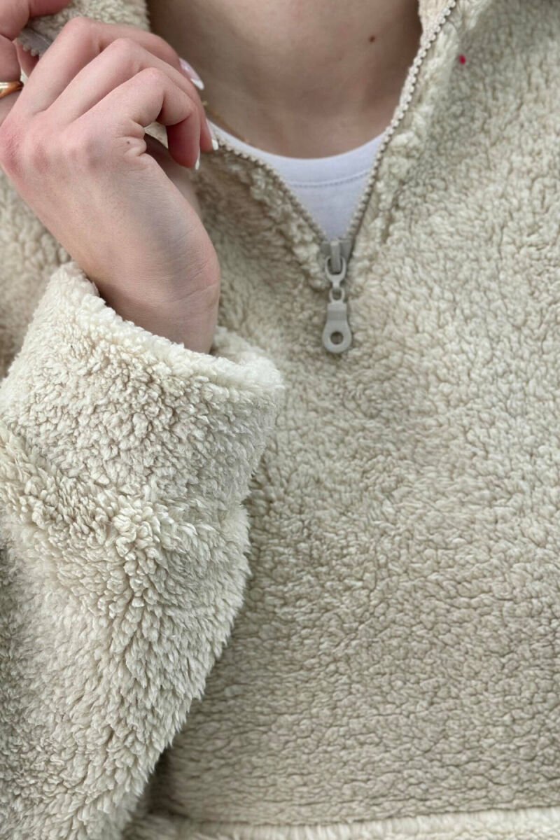 TEDDY BEAR ZIPPER WOMAN SWEATSHIRT BEIGE/BEZHE - 6