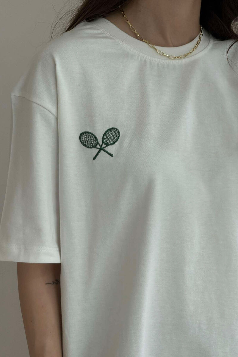 TENNIS RACKET SMALL LOGO WOMEN T-SHIRT WHITE-E BARDHE - 2