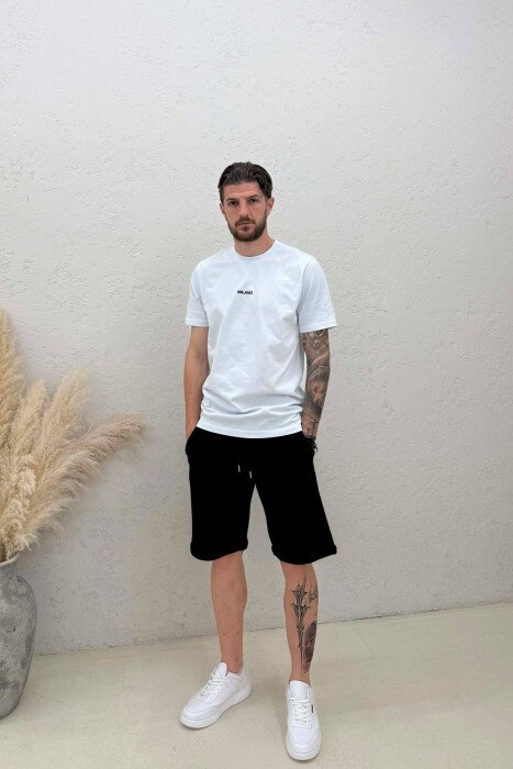 TEXTURED SIMPLE MEN SHORT SWEATPANTS BLACK/ E ZEZE - 1