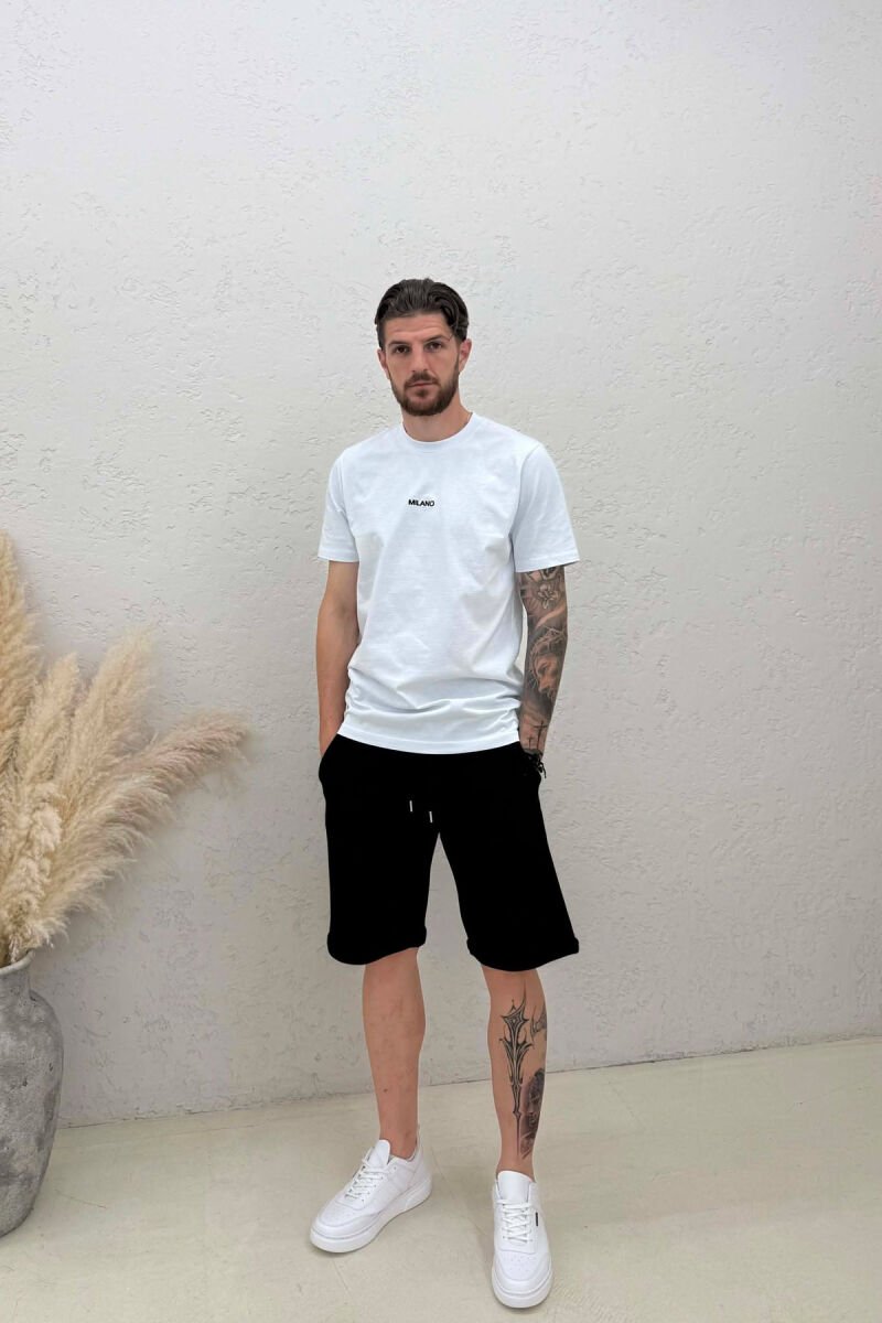 TEXTURED SIMPLE MEN SHORT SWEATPANTS BLACK/ E ZEZE - 1