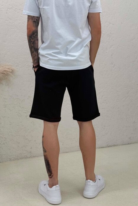 TEXTURED SIMPLE MEN SHORT SWEATPANTS BLACK/ E ZEZE - 3