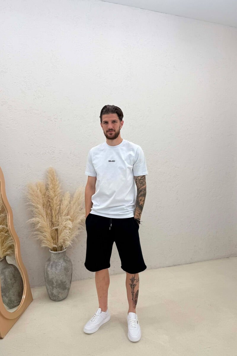 TEXTURED SIMPLE MEN SHORT SWEATPANTS BLUE/BLU - 1