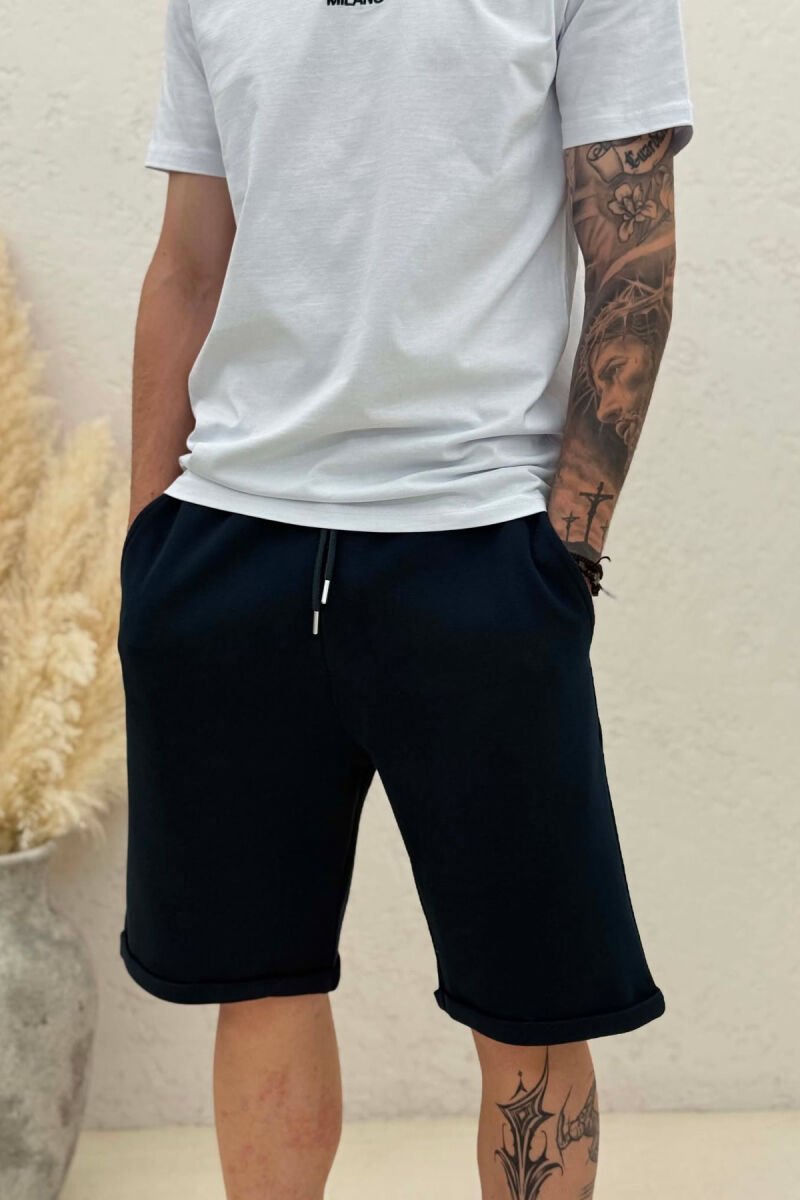 TEXTURED SIMPLE MEN SHORT SWEATPANTS BLUE/BLU - 2