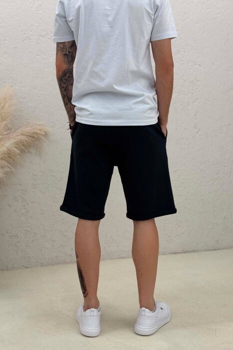 TEXTURED SIMPLE MEN SHORT SWEATPANTS BLUE/BLU - 3