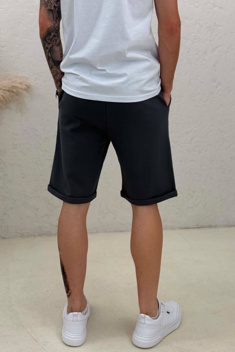 TEXTURED SIMPLE MEN SHORT SWEATPANTS DARK GREY/GEE - 3