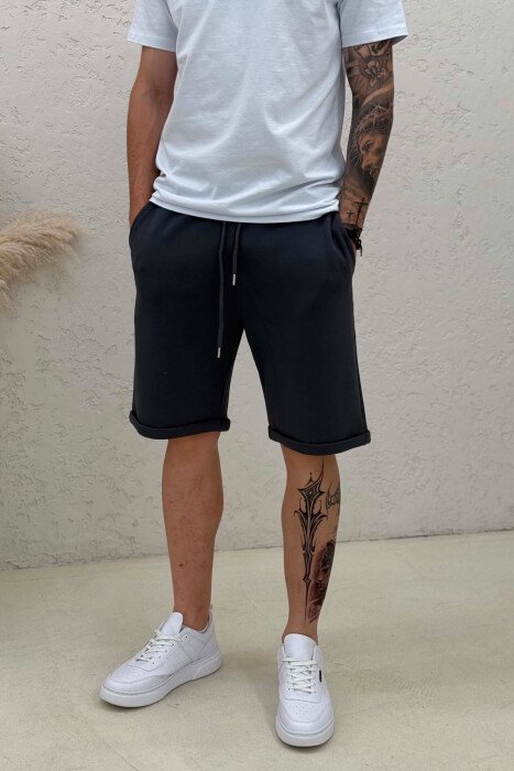 TEXTURED SIMPLE MEN SHORT SWEATPANTS DARK GREY/GEE - 4