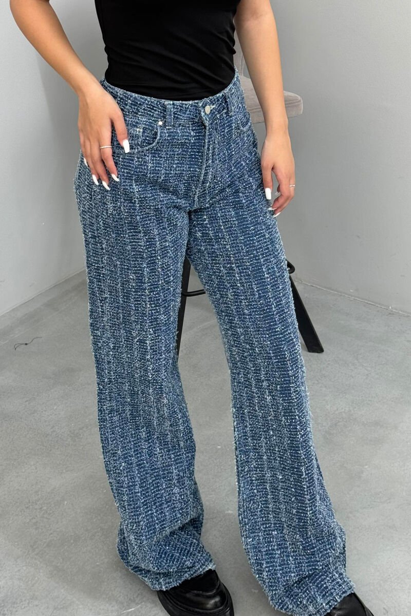 TEXTURED WIDE LEG WOMAN JEANS BLUE/BLU - 3