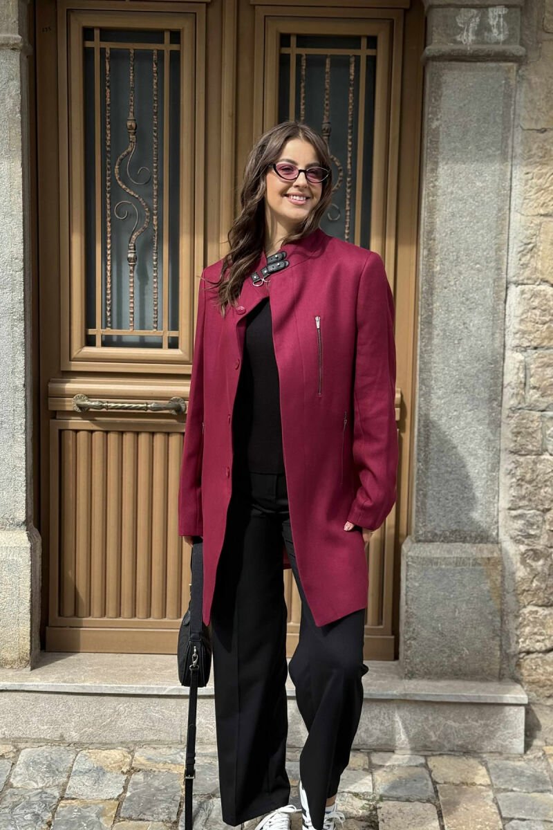 TEXTURED WOMEN COAT BURGUNDY/VISHNJE - 1
