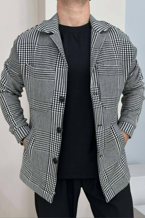 TEXTURED MEN JACKET BLACK-WHITE/ZB - KLAUDIO FASHION