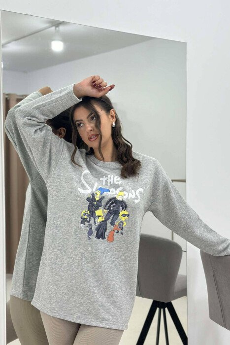 THE SIMPSONS DESIGN WOMEN SWEATSHIRT GREY/GRI - KLAUDIO FASHION