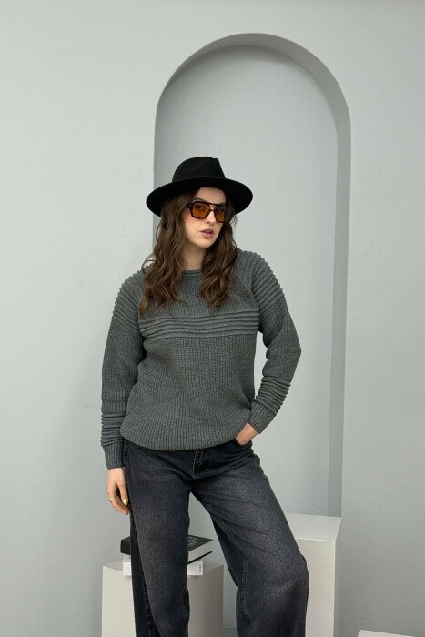 THICK SIMPLE WOMAN SWEATER DARK GREY/GEE 