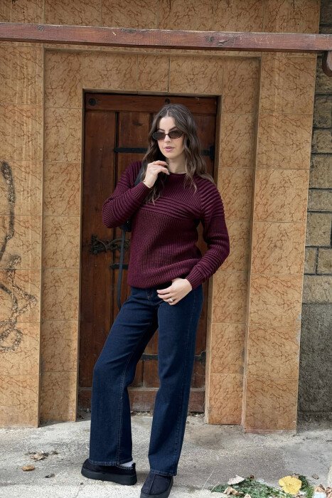 THICK SIMPLE WOMAN SWEATER DARK PURPLE/LEJLA ERRET - 1