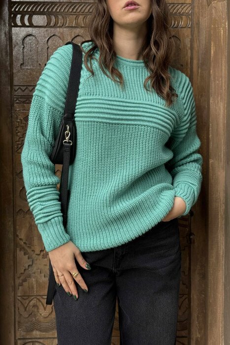 THICK SIMPLE WOMAN SWEATER MINT/MENTE - 4