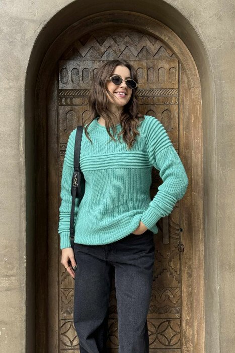 THICK SIMPLE WOMAN SWEATER MINT/MENTE - 3