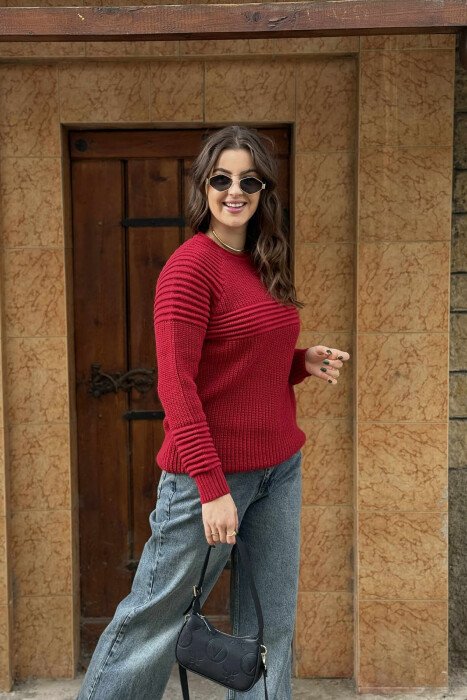 THICK SIMPLE WOMAN SWEATER RED/E KUQE 