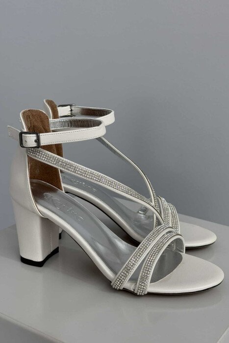 THIN DIAMOND STRAPS HIGH HEEL WOMEN SANDALS WHITE-E BARDHE - 2