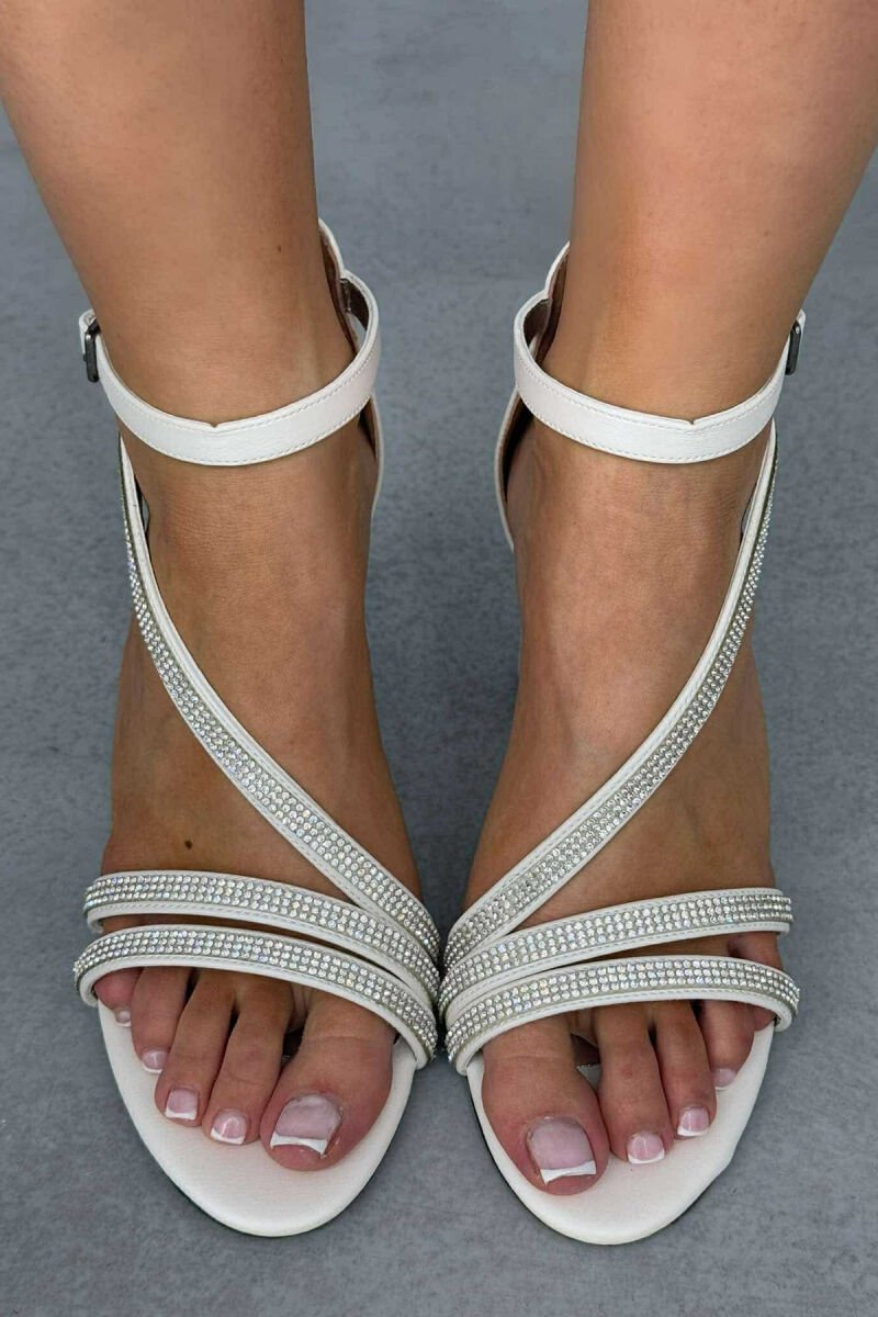 THIN DIAMOND STRAPS HIGH HEEL WOMEN SANDALS WHITE-E BARDHE - 5