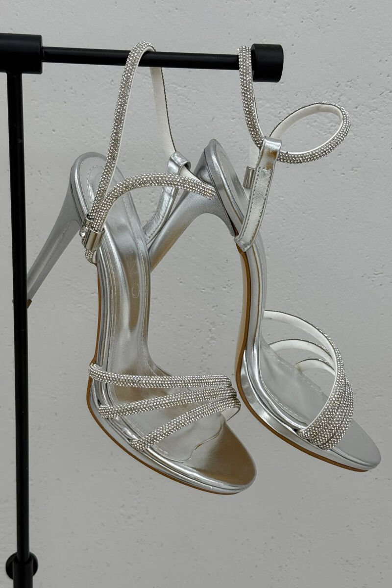 THIN HIGH HEEL DIAMOND DETAILS WOMEN SANDALS GREY/GRI - 2