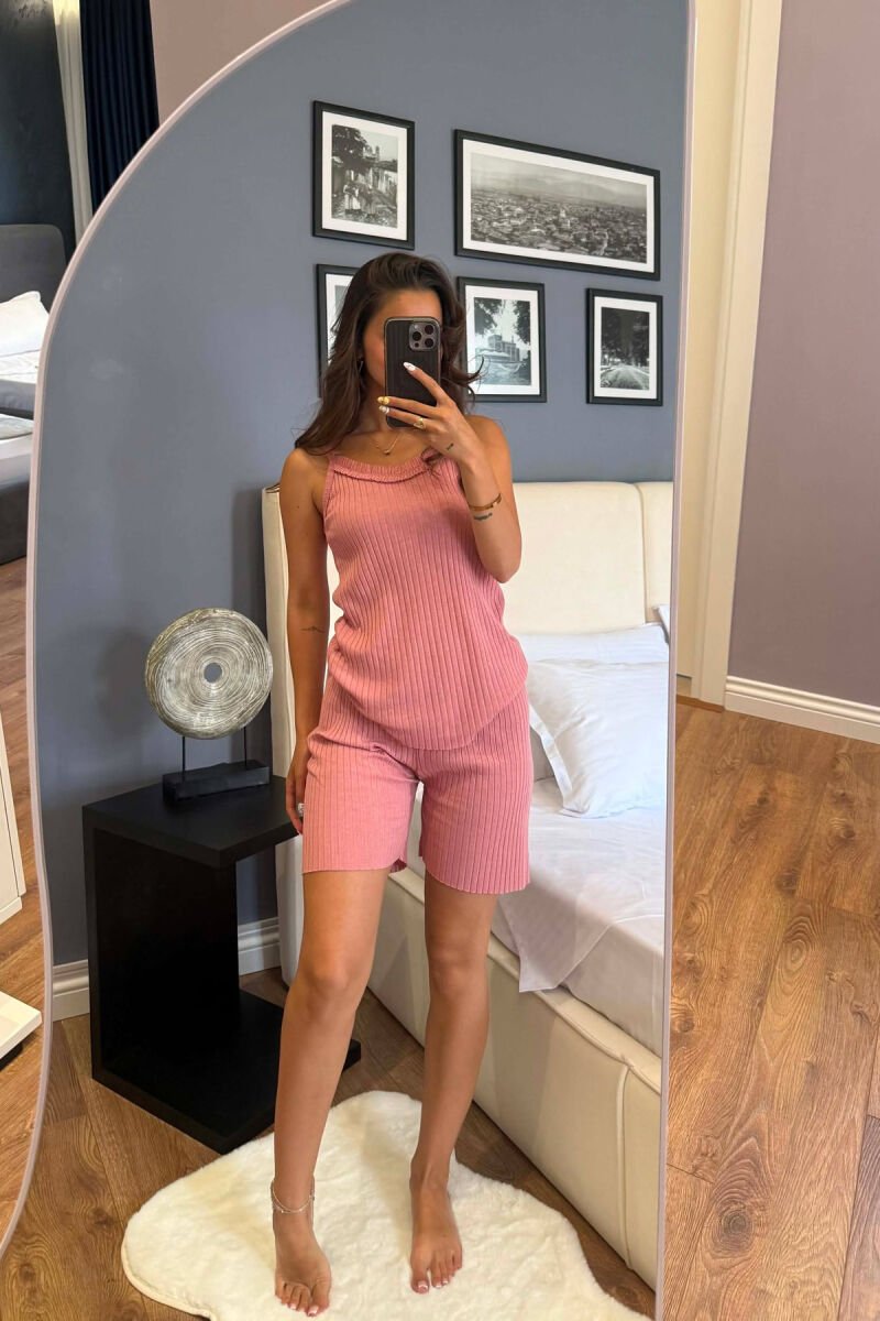 THIN STRAP TANK TOP+SHORTS WOMEN PYJAMAS POWDER/PUDER - 3