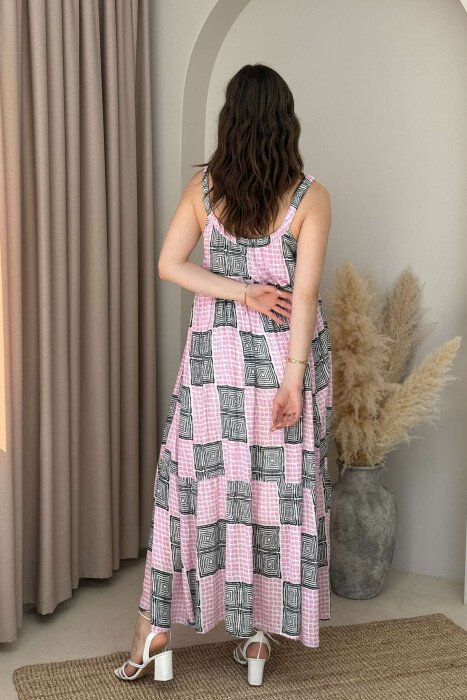 THIN STRAPS DIFFERENT DESIGN WOMEN DRESS PINK/ROZE - 4