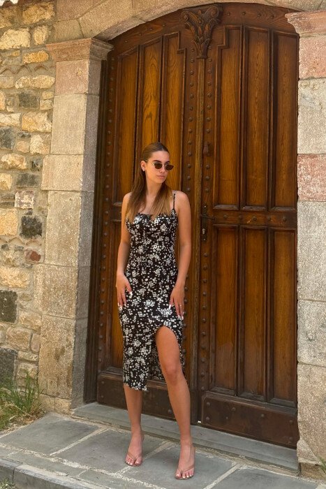 THIN STRAPS FLORAL DESIGN WOMAN DRESS BLACK/ E ZEZE - 3