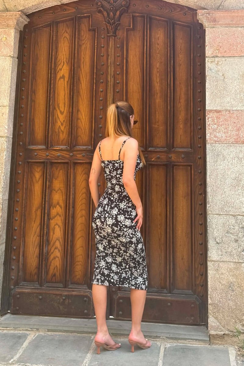 THIN STRAPS FLORAL DESIGN WOMAN DRESS BLACK/ E ZEZE - 4