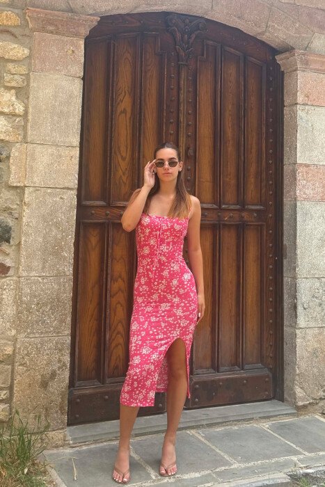 FUSTAN ME MOTIVE LULESH PER FEMRA NE NGJYRE ROZE - KLAUDIO FASHION