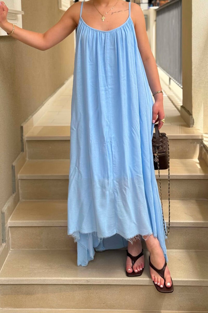 THIN STRAPS ONE COLOR WOMEN DRESS LIGHTBLUE/BZ - 2