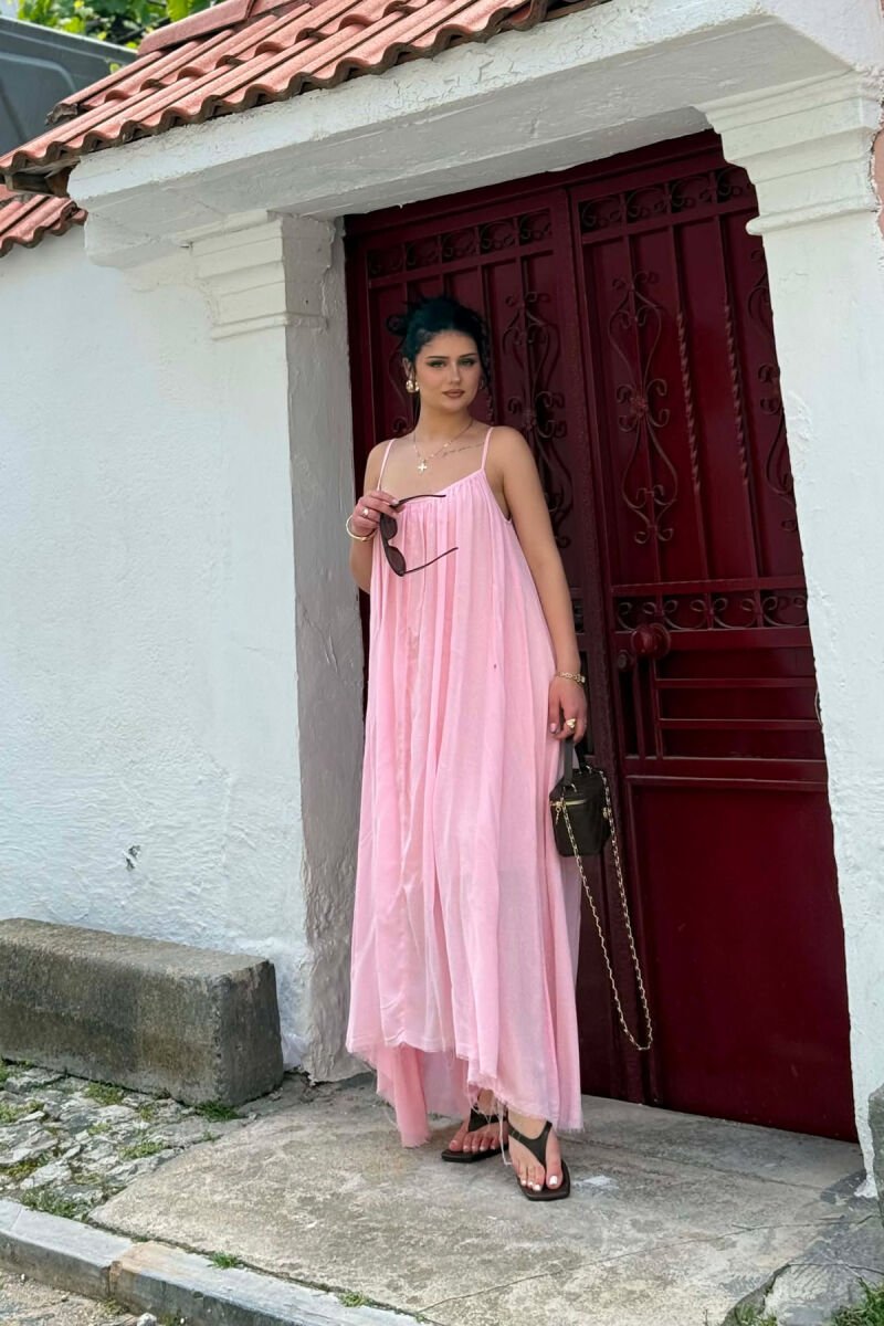 THIN STRAPS ONE COLOR WOMEN DRESS PINK/ROZE - 2