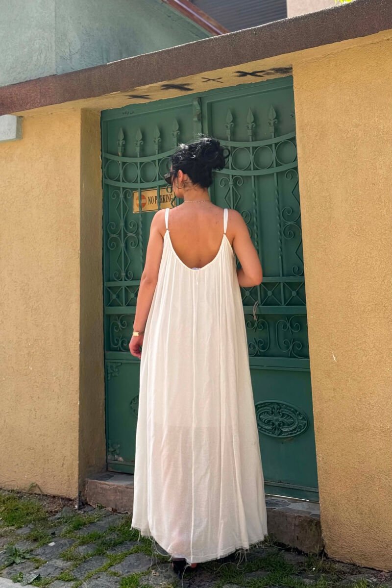 THIN STRAPS ONE COLOR WOMEN DRESS WHITE-E BARDHE - 2