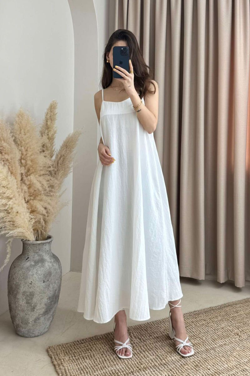 THIN STRAPS ONE COLOR WOMEN DRESS WHITE-E BARDHE - 1
