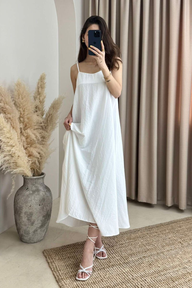 THIN STRAPS ONE COLOR WOMEN DRESS WHITE-E BARDHE - 2
