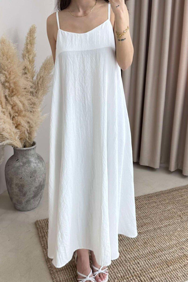 THIN STRAPS ONE COLOR WOMEN DRESS WHITE-E BARDHE - 3