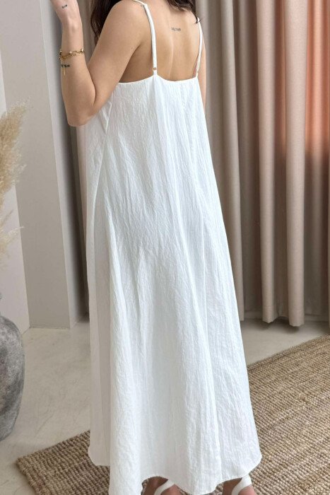 THIN STRAPS ONE COLOR WOMEN DRESS WHITE-E BARDHE - 4