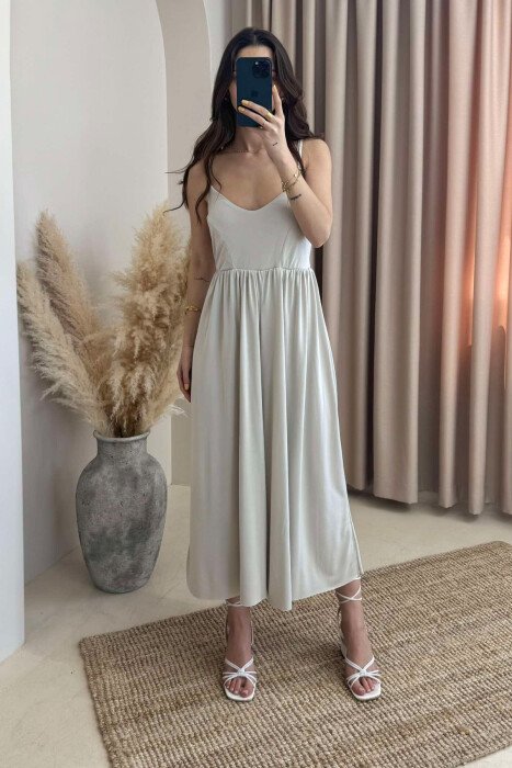 THIN STRAPS ONE COLOR WOMEN JUMPSUIT CREAM/KREM 