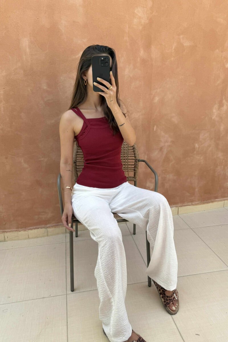 THIN STRAPS ONE COLOR WOMEN TANK TOP BURGUNDY/VISHNJE - 2