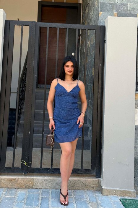 THIN STRAPS V NECK WOMAN DRESS BLUE/BLU 