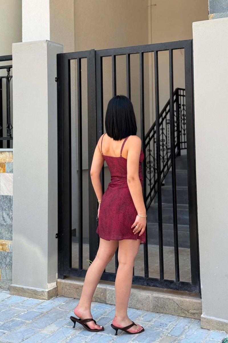 THIN STRAPS V NECK WOMAN DRESS BURGUNDY/VISHNJE - 3