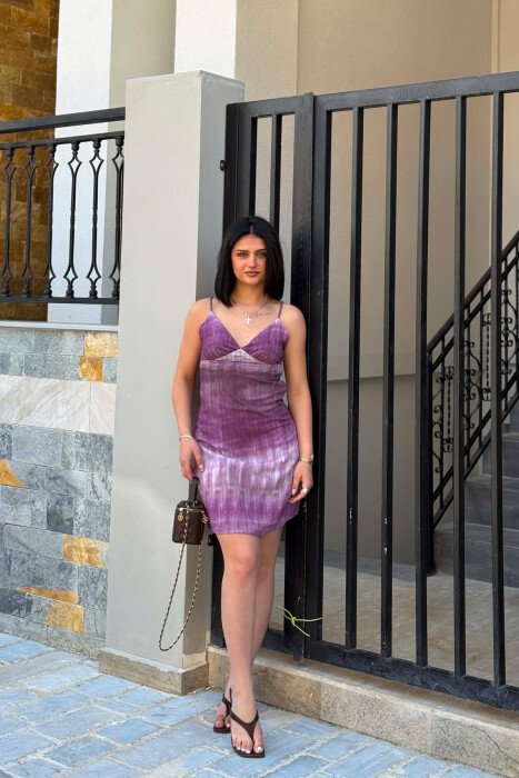 THIN STRAPS V NECK WOMAN DRESS LIGHT PURPLE/LEZB - 1