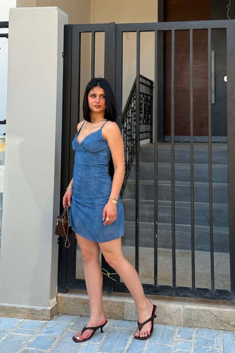 THIN STRAPS V NECK WOMAN DRESS LIGHTBLUE/BZ - 2