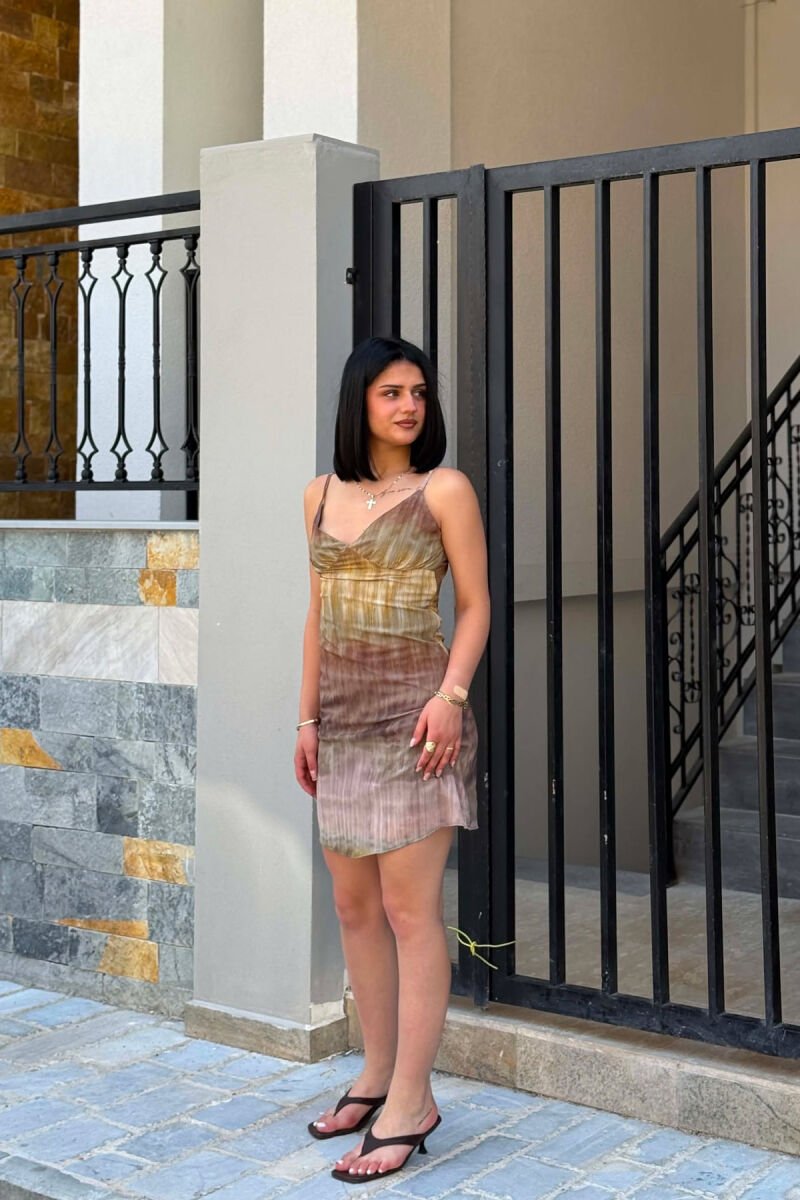 THIN STRAPS V NECK WOMAN DRESS MUSTARD/MUSTARDE - 2