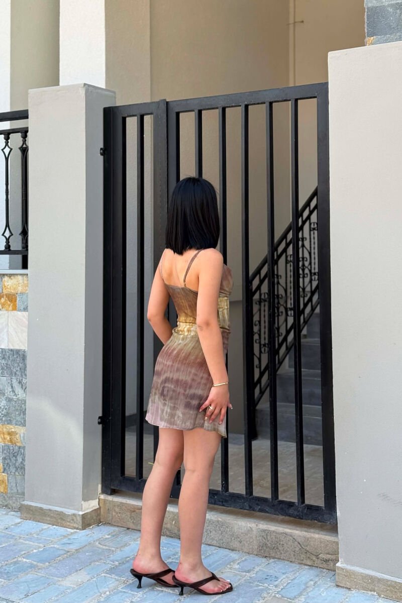 THIN STRAPS V NECK WOMAN DRESS MUSTARD/MUSTARDE - 3