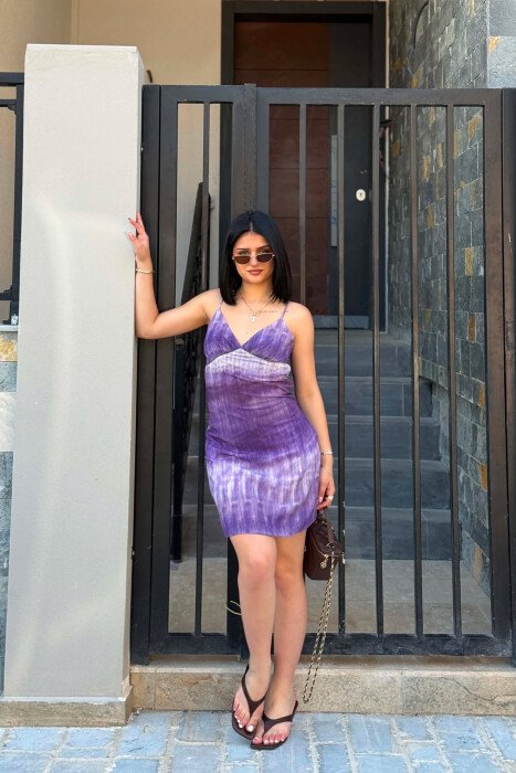 THIN STRAPS V NECK WOMAN DRESS PURPLE/LEJLA - 2