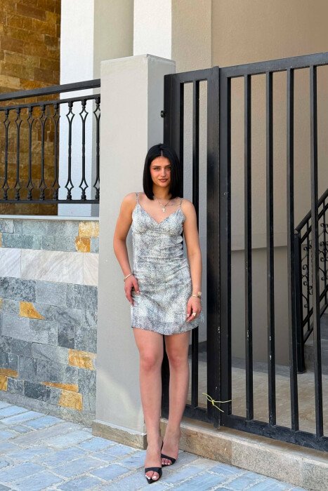 THIN STRAPS V NECK WOMAN DRESS WHITE-E BARDHE 
